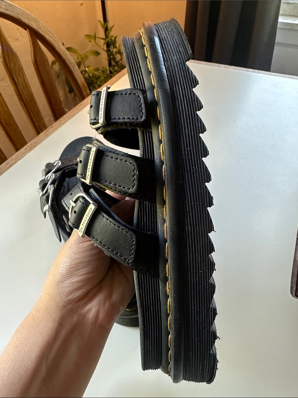 Dr. Martens Black Triple-Buckle Slide Sandals W8 - Picture 3 of 6